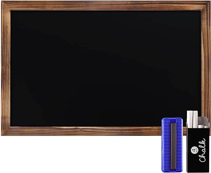 HBCY Creations 11" X 17" Torched Brown Solid Wood Frame Wall Chalkboard by HBCYCreations