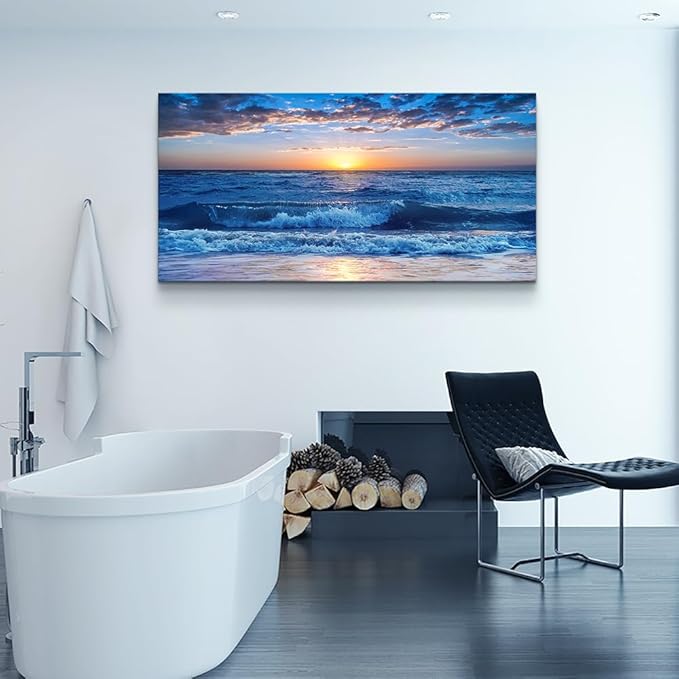 Wapluam Canvas Wall Art For Living Room Modern Decor For Bedroom Ocean Beach - Image 5