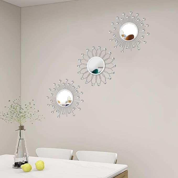 3 Pack Metal Mirrors for Wall Sunburst Wall Mirrors Home Décor Decorative - Image 7