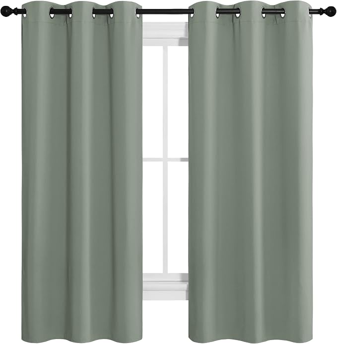 NICETOWN Greyish Green Room Darkening Curtains - Image 2