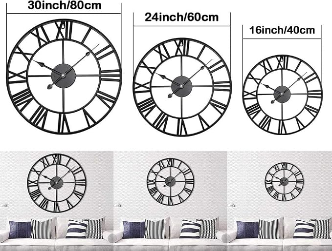Antique Tower 30 inch Large Roman Numeral Wall Clock, Indoor Outdoor Patio - Image 4