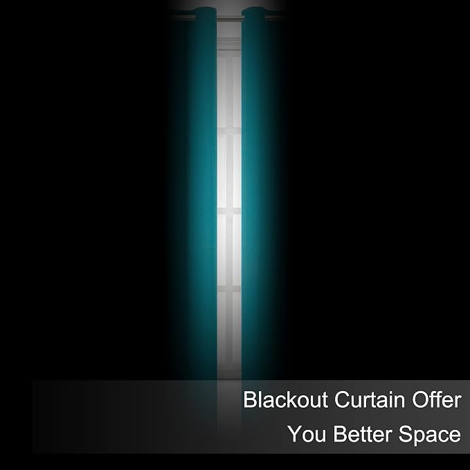 LEMOMO Blackout Curtains 66 x 84 inch/Teal Curtains Set of 2 Panels/Thermal - Image 3