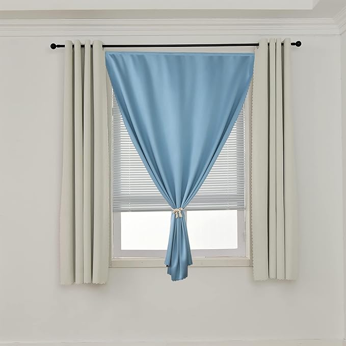 AJAZZ 100% Black Out Curtains Adhesive Blackout Temporary Curtain Rod No - Image 7