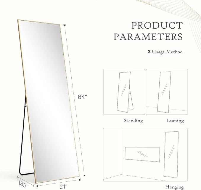 Mirror Full Length, Upgraded Body Wall Mirrors - Image 2
