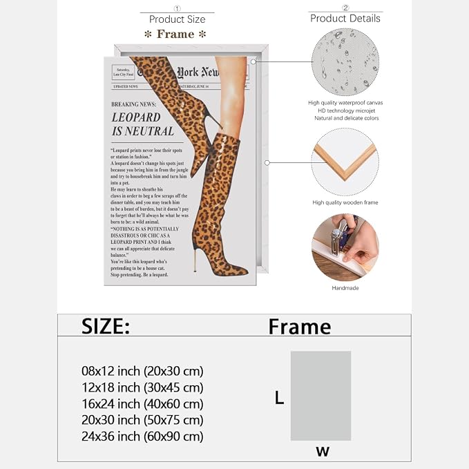 Trendy Newspaper Posters Vintage Leopard Boots Poster Feminist Canvas Prints - Image 2