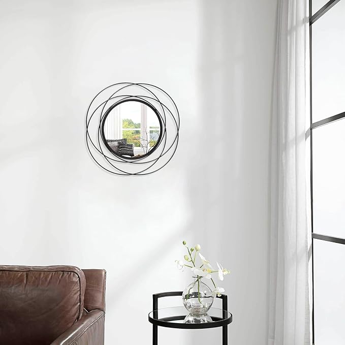 Wall Mirror Mounted Black Small Round Decorative Mirrors, Circle Metal Art - Image 4