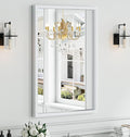 Syndra White Wood Frame Bathroom Mirror, Waterproof Slim Deep Frame, by Syndra