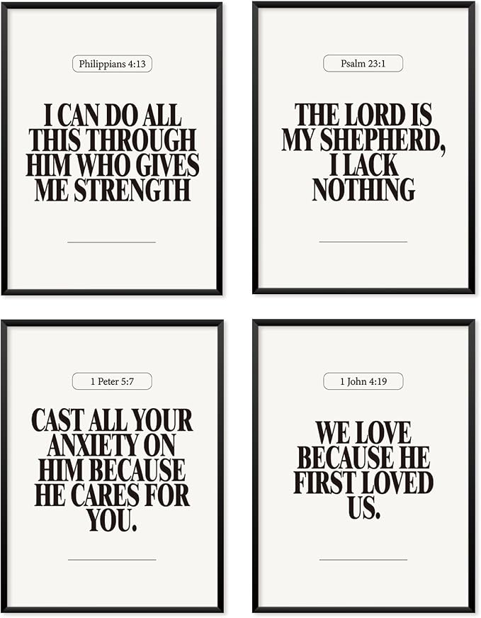 Locomiss Black and White Christian Wall Art Decor Posters, Modern Bible Verse by Unknown