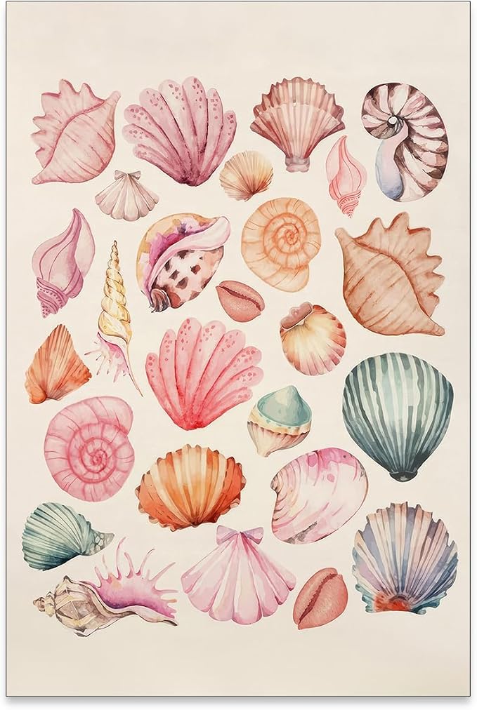 Pink Seashell Posters Coastal Cowgirl Canvas Wall Art Trendy Beach Starfish by Unknown