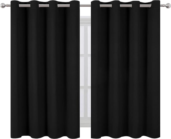 LEMOMO Black Thermal Blackout Curtains/52 x 54 Inch/Set of 2 Panels Room - Image 2