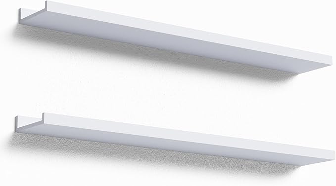 Boswillon 36 Inches Long Floating Shelves Wall Mounted, 2 Set Modern White Shelf by Boswillon