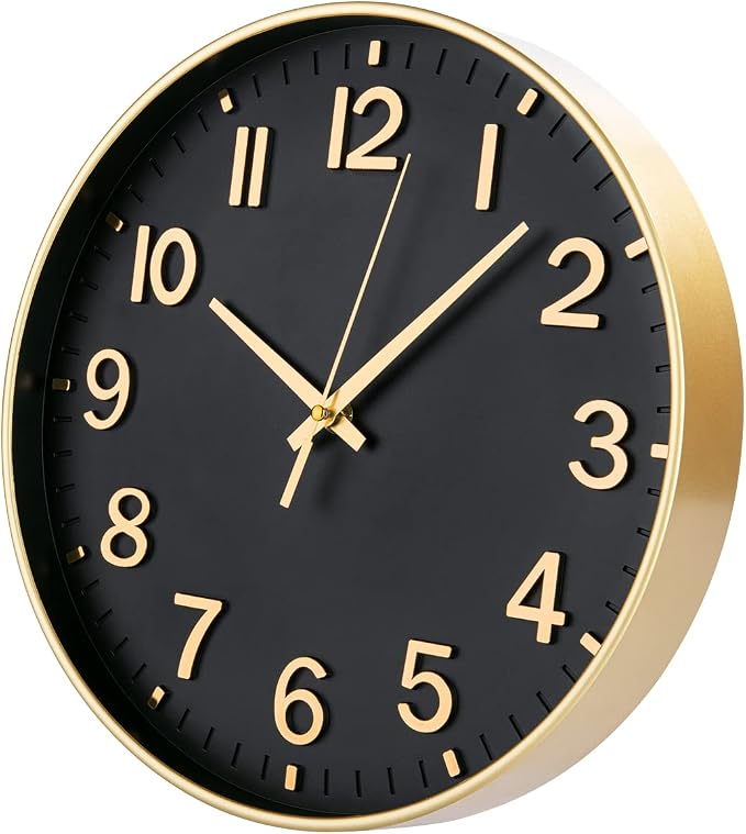 HZDHCLH Black Wall Clocks Battery Operated, 12 inch Silent Non Ticking Modern - Image 2