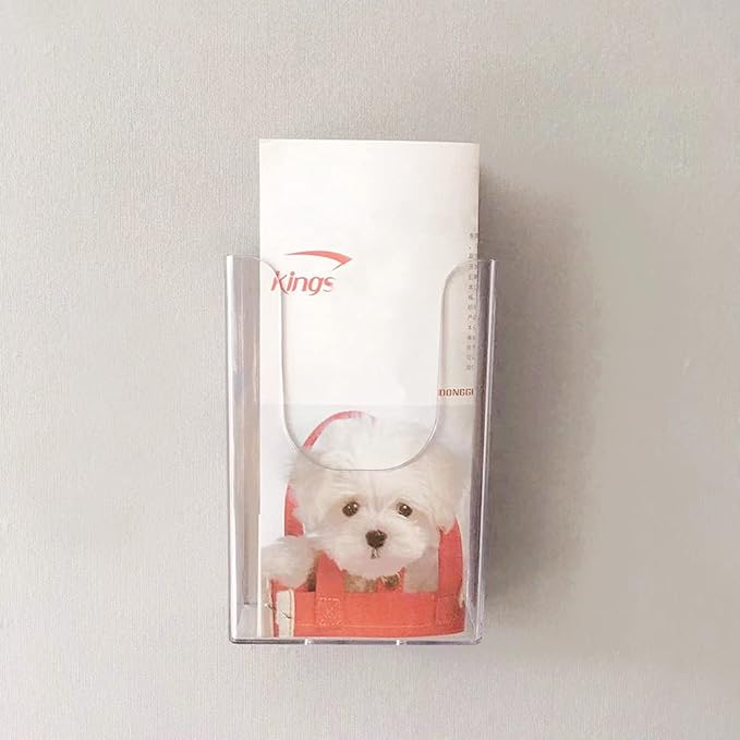 Brochure Holder Wall Mount, Transparent Acrylic, 4.3 x 1.6 x 6.5 inches - Image 3