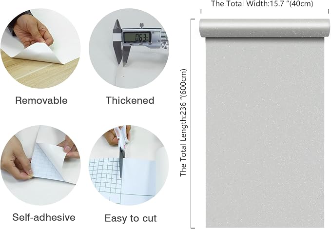 CHIHUT 15.7''x236'' Shimmer Pearl White Glitter Wallpaper Stick and Peel - Image 2