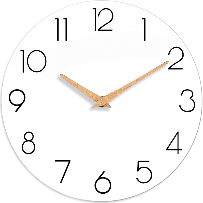 cicininc Wall Clock, 12 Inch Wooden Silent Non-Ticking, Decorative Battery by CICININCOfficial