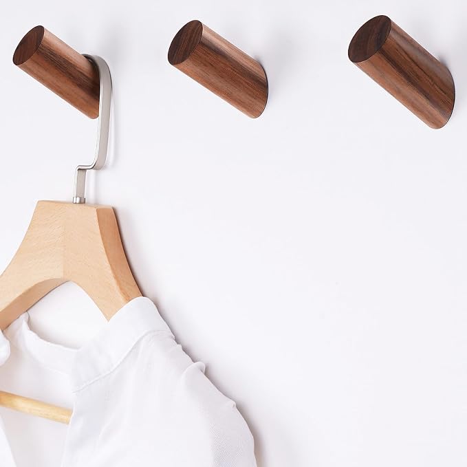 Felidio Wood Wall Hooks, 3 Pack Rustic Coat Hook Wall-Mounted, Decorative Hooks by Felidio