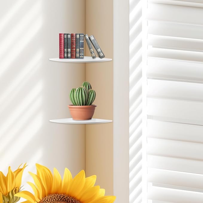 JJL Corner Shelf, 12-Inch Sector Wall Shelf - Image 4
