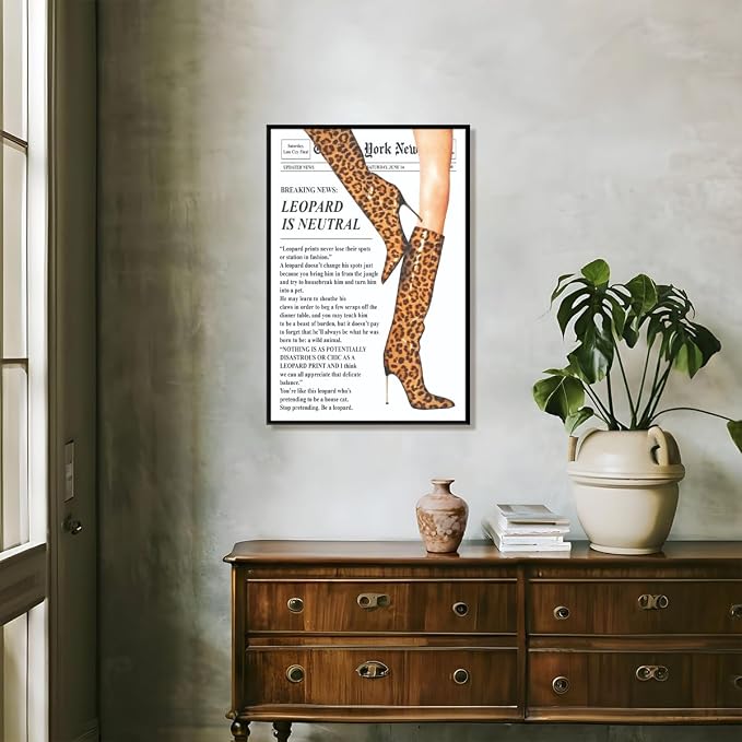 Trendy Newspaper Posters Vintage Leopard Boots Poster Feminist Canvas Prints - Image 7