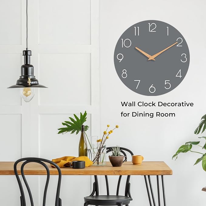cicininc Wall Clock, 12 Inch Wooden Silent Non-Ticking, Decorative Battery - Image 5