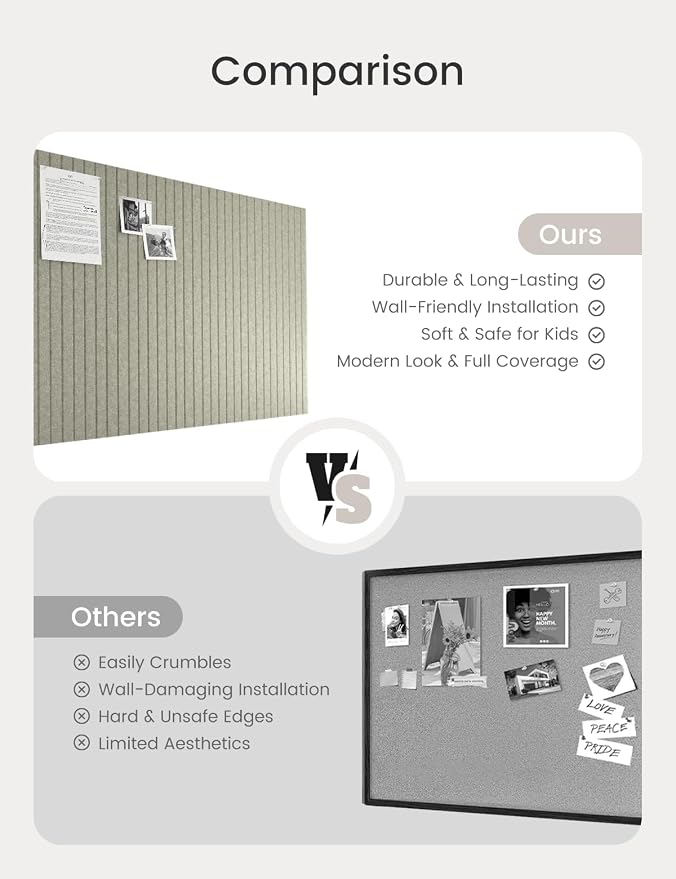 Bumusty Large Cork Board Alternative-48 x 36" Felt Bulletin Board Tiles - Image 8