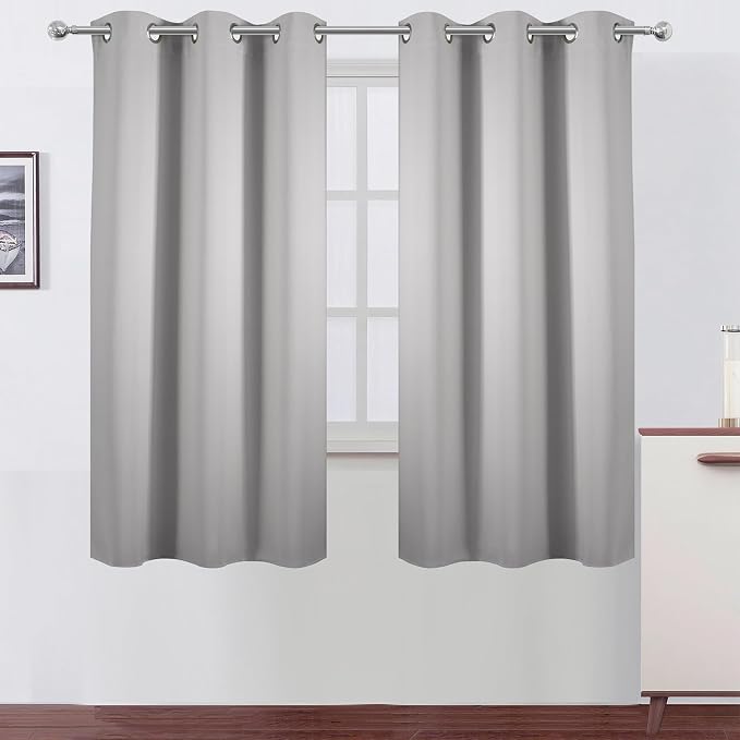 LEMOMO Light Grey Blackout Curtains/38 x 54 Inch/Set of Two Panels Grommet by Lemomo