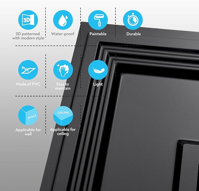 STICKGOO Black Drop Ceiling Tile 2ft x 2ft, Ceiling Panel High-Grade PVC - Image 8