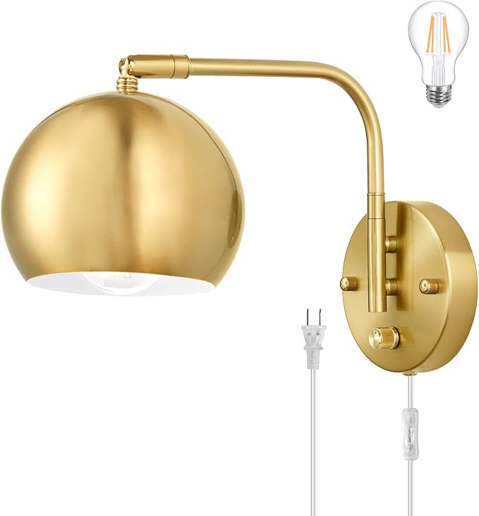 VATONI Plug in Dimmable Wall Sconce Swing Arm Wall Lights by VATONI
