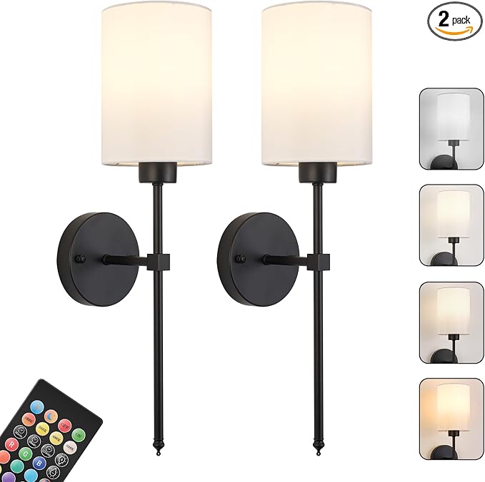 Battery Operated Wall Sconces Set of Two, Wireless Rechargeable Wall Light by KARTOOSH