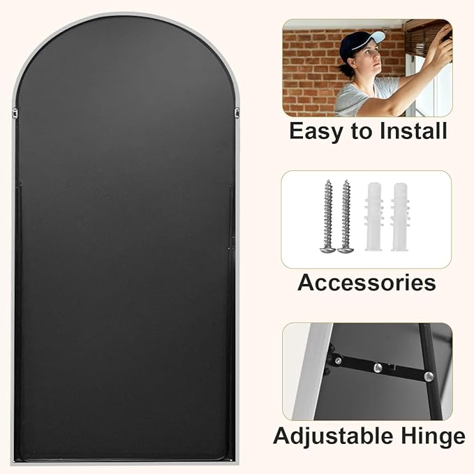 HARRITPURE 56"x21" Arched Full Length Mirror Free Standing Floor Mirrors - Image 6