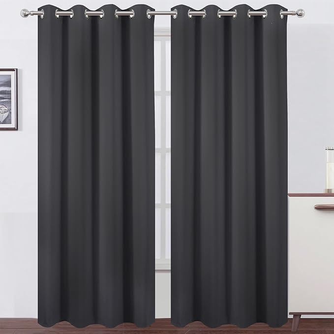 LEMOMO Blackout Curtains 66 x 84 inch/Dark Grey Curtains Set of 2 by Lemomo