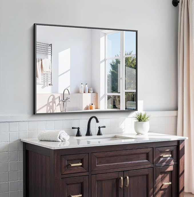 KOCUUY Black Bathroom Mirror, 30x36 Inch Rectangle Mirror - Image 8