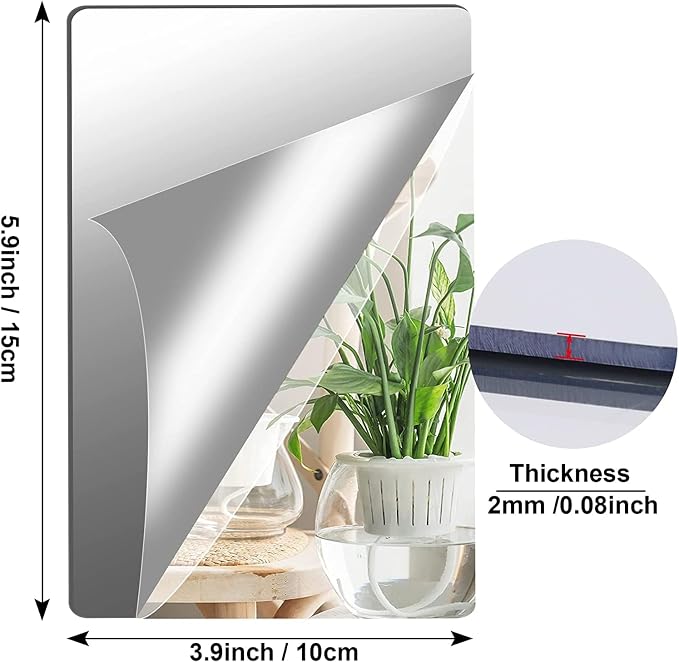 JUNEBRUSHS 4 Pack Self Adhesive Acrylic Mirror, 4X 6 Inch Mirror Tiles - Image 2