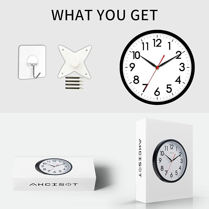 AKCISOT 14 Inch Wall Clock Silent Non-Ticking Modern Wall Clocks Battery - Image 8