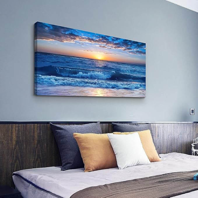 Wapluam Canvas Wall Art For Living Room Modern Decor For Bedroom Ocean Beach - Image 6