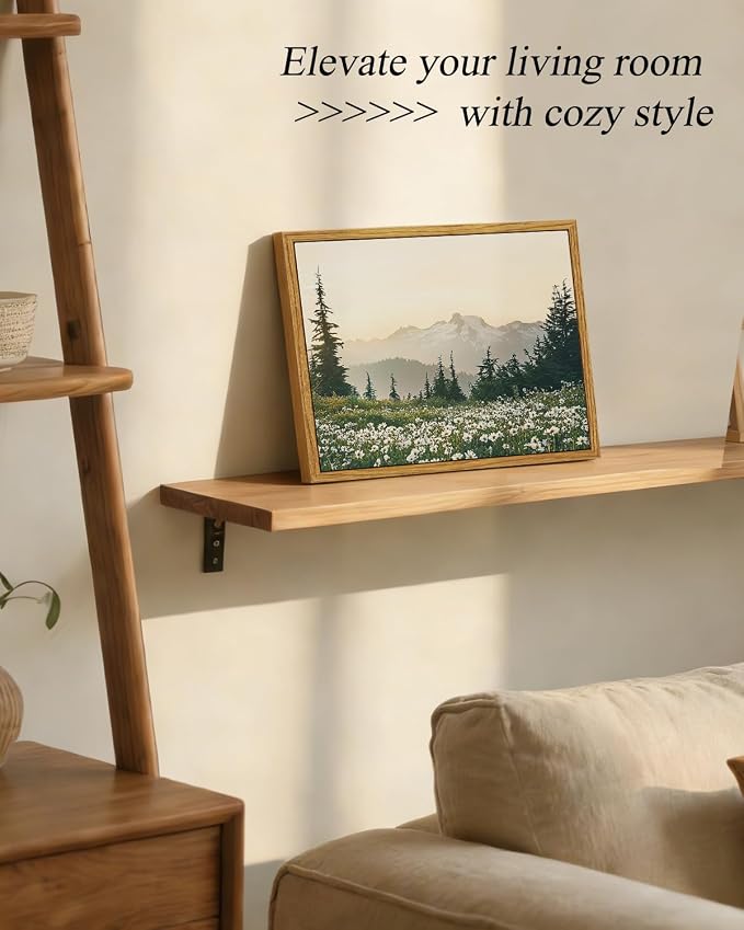 InSimSea Framed Canvas Wall Art, Vintage Floral Wildflowers Mountains Prints - Image 3