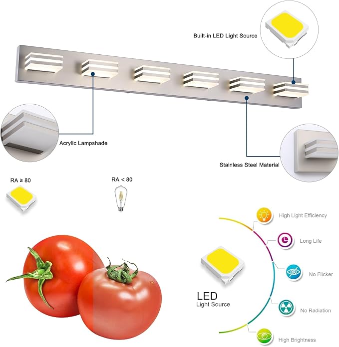 LED Wall Brushed Nickel Vanity Lights - Image 2