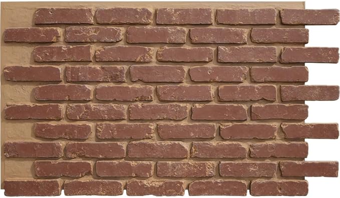 EverStone Aged Brick Faux Brick Panel, 46 7/8"W x 27"H x 1 1/4"D, Cabernet Color by EkenaMillwork