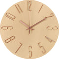 Wall Clock 12 Inch Silent Non-Ticking Imitation Wood Indoor Clock Round Beige by BAKBRAND