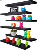 Vervida® 6 Pack Black Floating Shelves, Holds Up to 37 Lbs, by Vervida