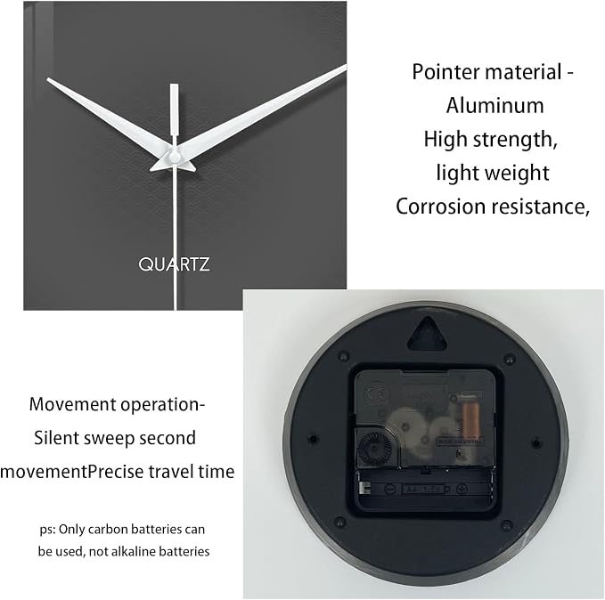 XFM Modern Wall Clock 12 Inch Silent Wall Clocks Battery Operated Grey Simple - Image 7