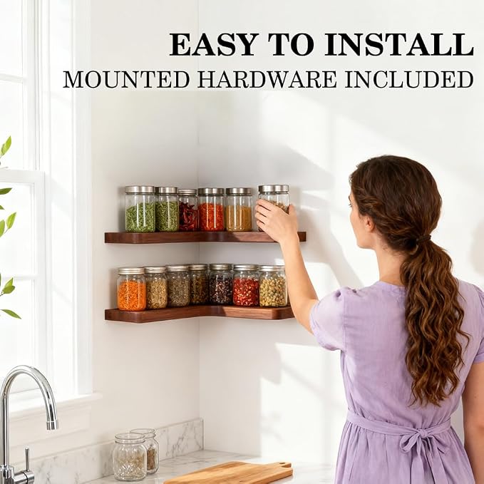 Floating Corner Shelves, Wall Shelf Set of 2, Shelves - Image 4