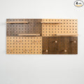 Brown & Beige Wood Pegboard Modular Display Wooden Pegboard Combination Wall by UMICAL