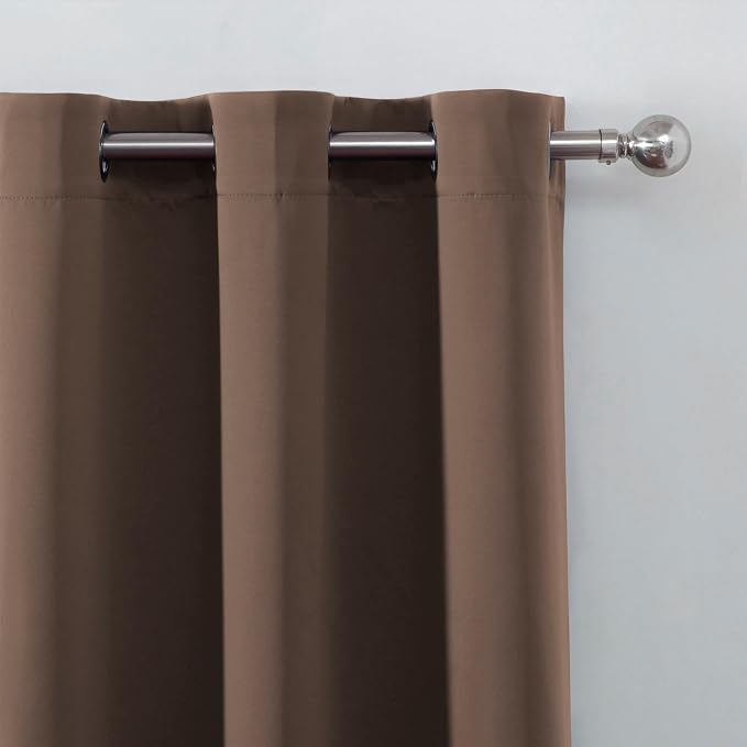 LEMOMO Chocolate Brown Blackout Curtains 42 x 54 Inch Length Set of 2 Panels - Image 7