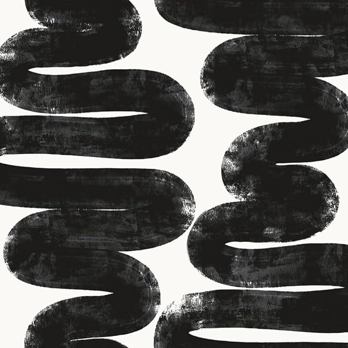 Tempaper x Bobby Berk White & Black Wiggle Room Removable Peel and Stick by TempaperCo
