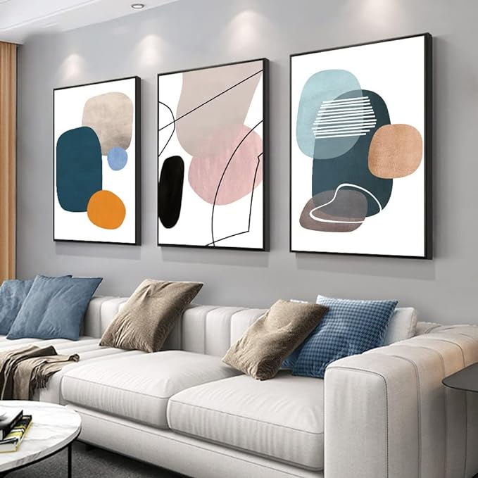 MPLONG Aesthetic Wall Art Large size 24" x 32" x 3 Panels Of Framed Decorative by MPLONG