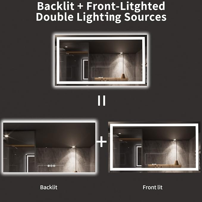 LOAAO 72X40 LED Bathroom Mirror - Image 6