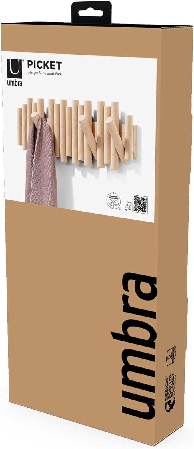 Umbra Picket Wall-Mounted Coat Rack Rail Hook - Image 15