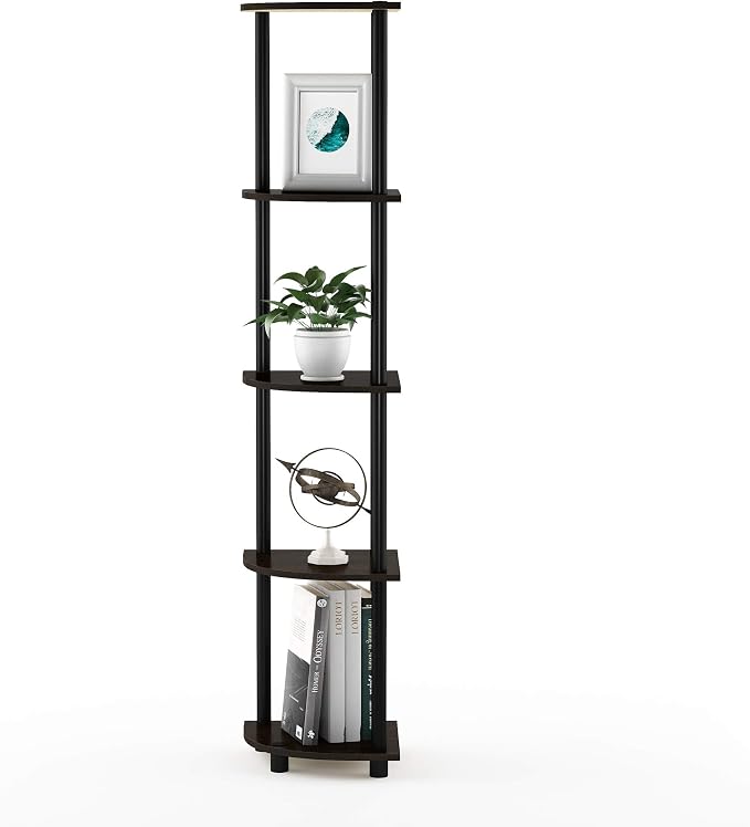 Furinno TURN-N-TUBE Corner Shelf, 5-Tier Corner Bookshelf, Open Storage Shelves - Image 6