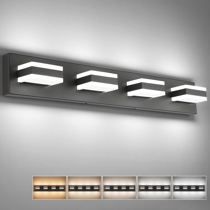 SOLFART 4 Lights Bathroom Vanity Lighting Over Mirror, 5 Color Temperature by SOLFART