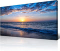 Wapluam Beach Wall Art -Blue Sea Coastal Sunset Natural Scenery Picture -Print by Wapluam